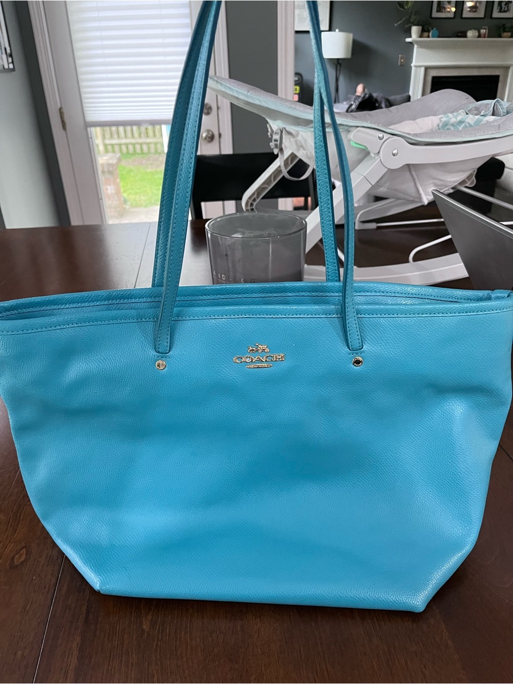 Coach Turquoise Leather Tote